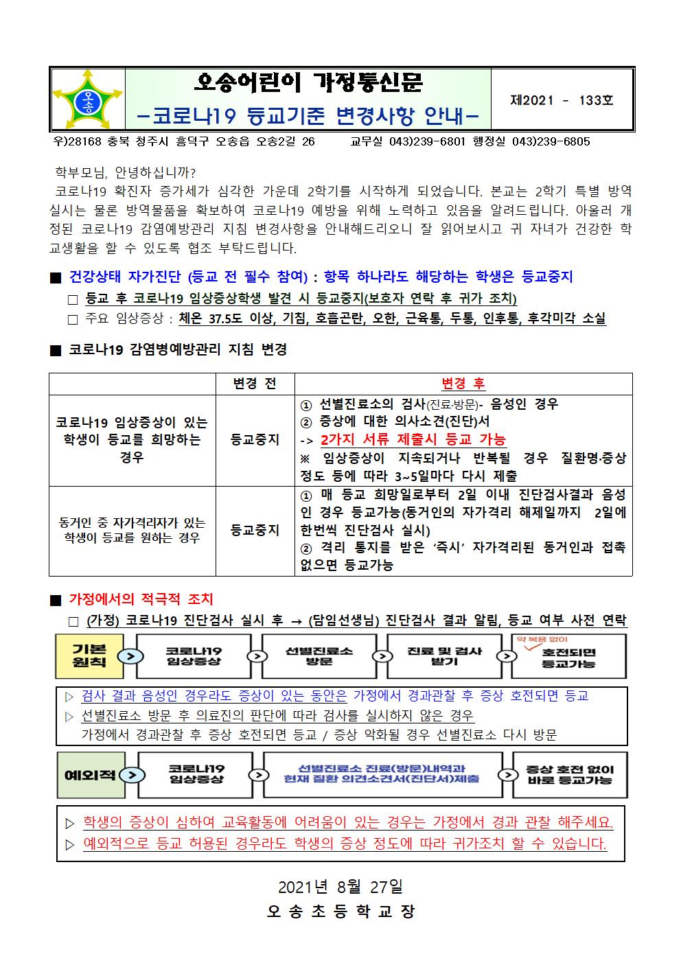 코로나19 등교기준 변경사항 안내001